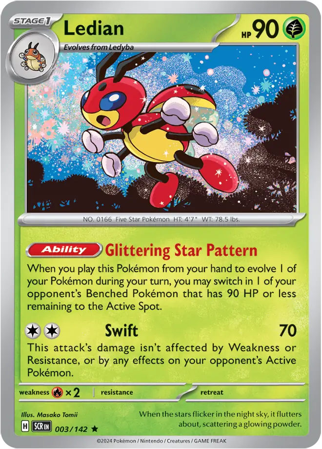 Ledian Holo Rare 003 - Stellar Crown Pokesingles