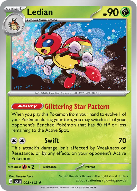 Ledian Holo Rare 003 - Stellar Crown Pokesingles