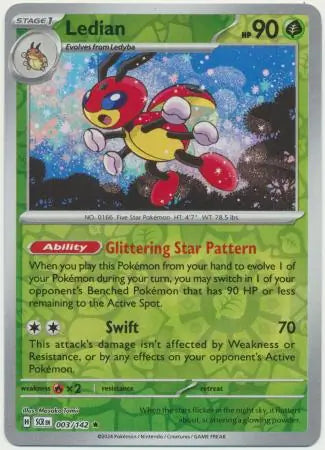 Ledian Reverse Holo 003 - Stellar Crown Pokesingles