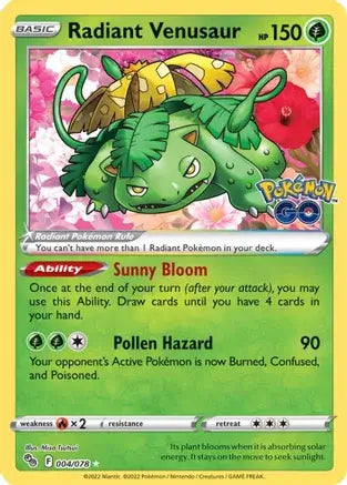 04 Radiant Venusaur, Pokemon Go | Sword & Shield, radiant, 57.00 kr, Pokesingles. Kjøp pokemon kort til lave priser hos oss.