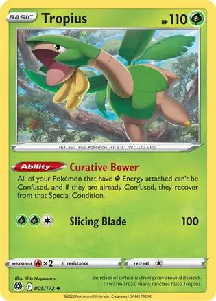 Tropius 005, Brilliant Stars | Sword & Shield, , 0.00 kr, Pokesingles. Kjøp pokemon kort til lave priser hos oss.