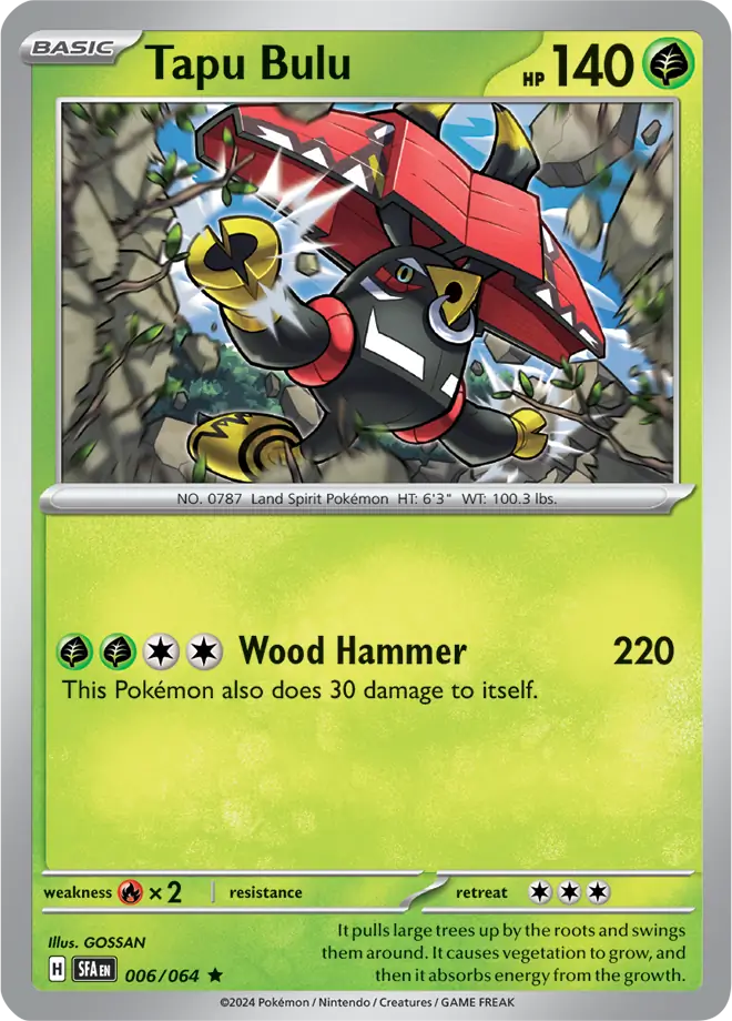 Tapu Bulu Holo Rare 006 - Shrouded Fable Pokesingles