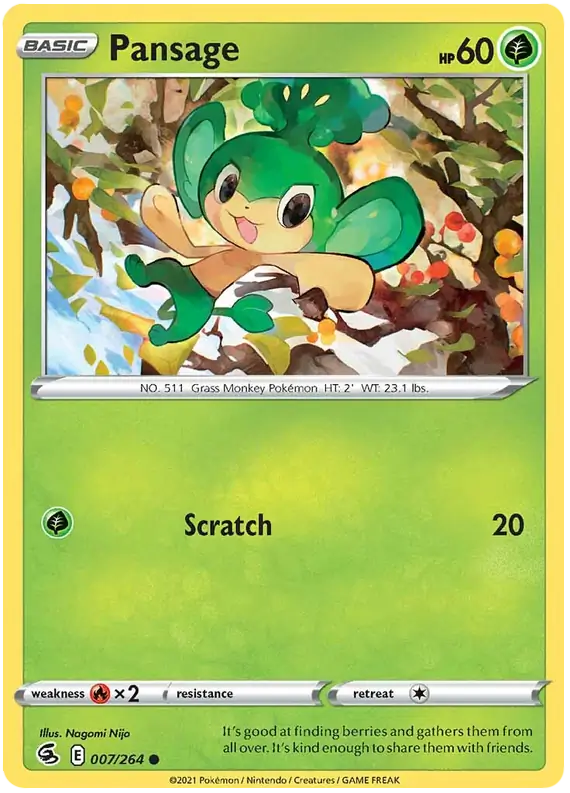 Pansage 007, Fusion Strike | Sword & Shield, , 2.00 kr, Pokesingles. Kjøp pokemon kort til lave priser hos oss.