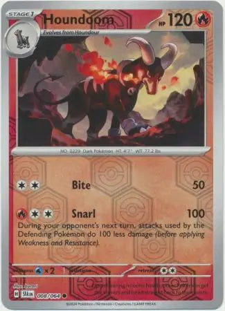 Houndoom Reverse Holo 008 - Shrouded Fable Pokesingles
