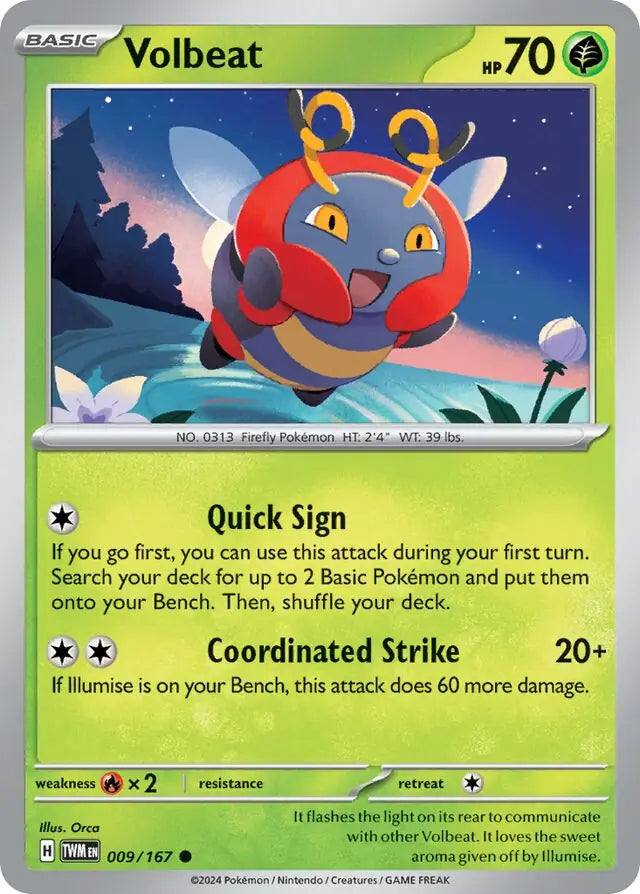 Volbeat 009, Twilight Masquerade | Scarlet & Violet, , 5.00 kr, Pokesingles. Kjøp pokemon kort til lave priser hos oss.