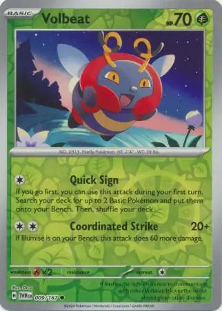 Volbeat Reverse Holo 009, Twilight Masquerade | Scarlet & Violet, , 4.00 kr, Pokesingles. Kjøp pokemon kort til lave priser hos oss.