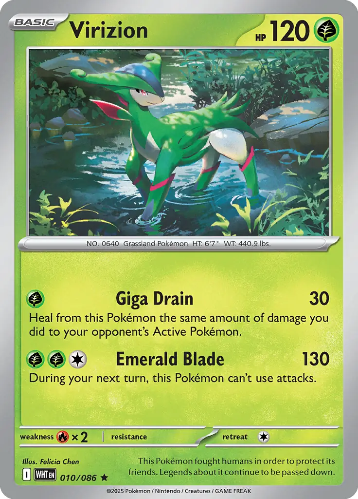 Virizion Holo Rare 010 - White Flare Pokesingles