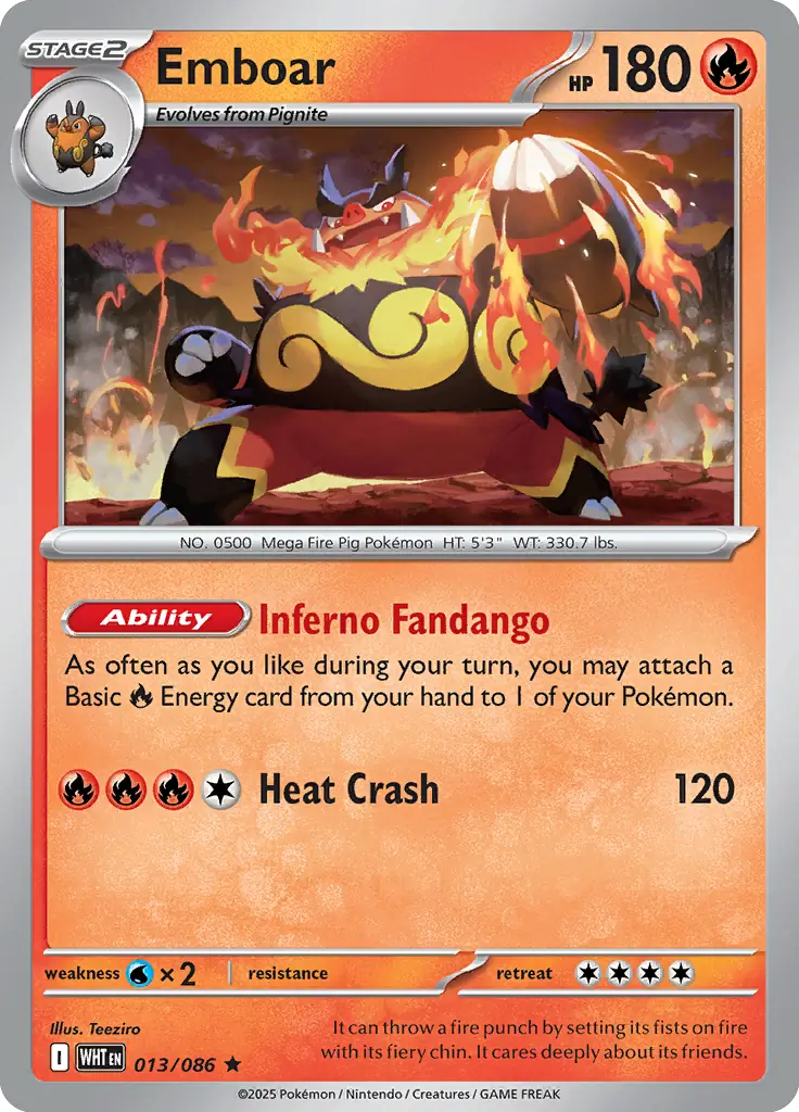 Emboar Holo Rare 013 - White Flare Pokesingles