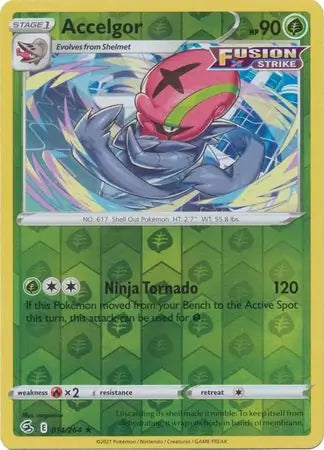 Accelgor Reverse Holo 014, Fusion Strike | Sword & Shield, , 2.00 kr, Pokesingles. Kjøp pokemon kort til lave priser hos oss.