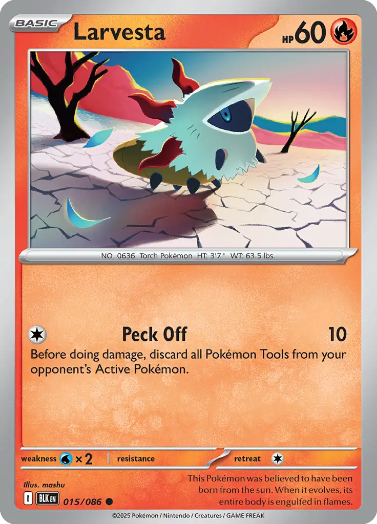Larvesta 015 - Black Bolt Pokesingles