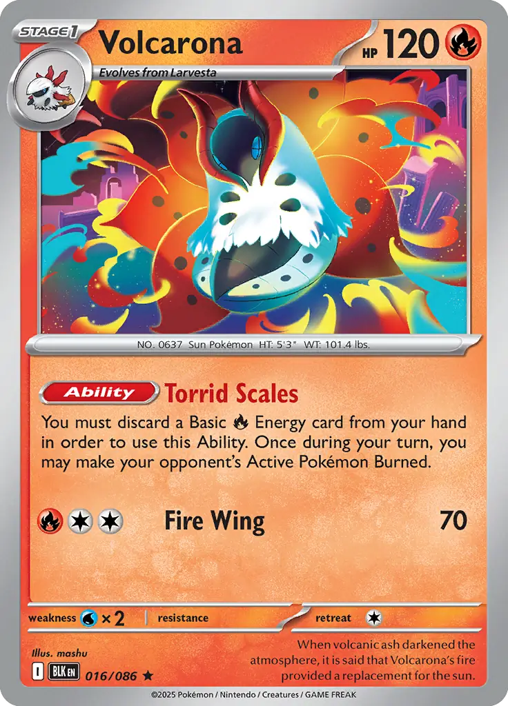 Volcarona Holo Rare 016 - Black Bolt Pokesingles