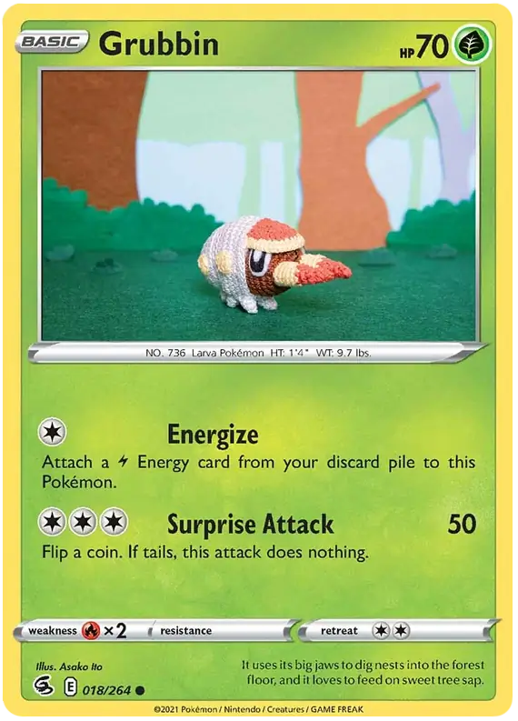Grubbin 018, Fusion Strike | Sword & Shield, , 2.00 kr, Pokesingles. Kjøp pokemon kort til lave priser hos oss.