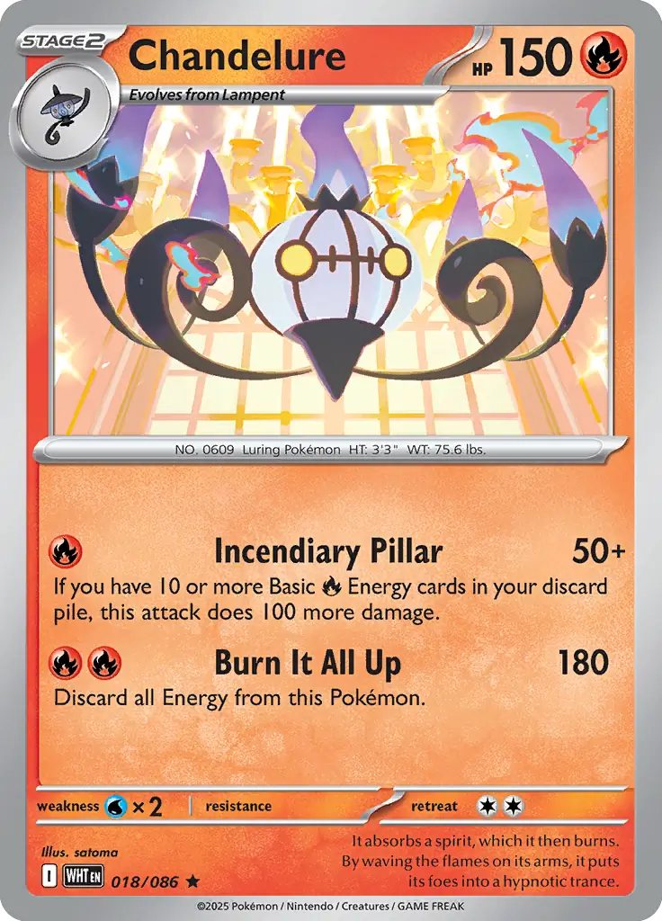 Chandelure Holo Rare 018 - White Flare Pokesingles