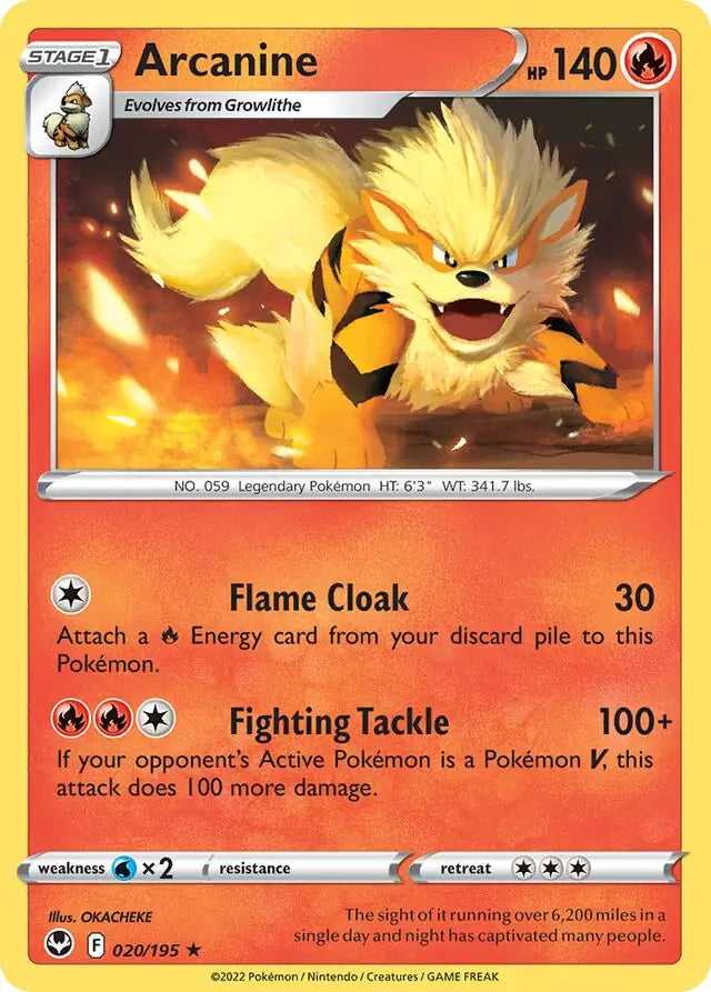 Arcanine 020, Silver Tempest | Sword & Shield, , 0.00 kr, Pokesingles. Kjøp pokemon kort til lave priser hos oss.