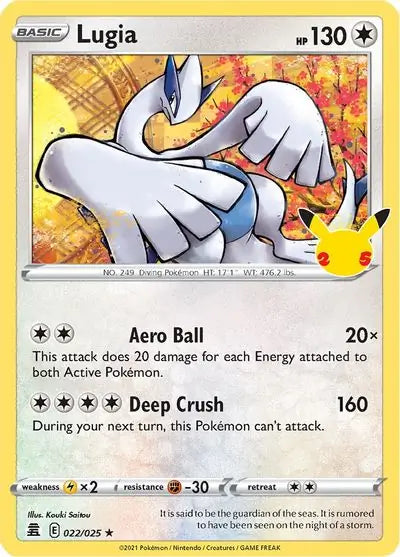 Lugia 022, Celebrations | Sword & Shield, , 4.00 kr, Pokesingles. Kjøp pokemon kort til lave priser hos oss.