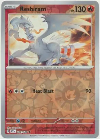 Reshiram Reverse Holo 022 - Stellar Crown Pokesingles