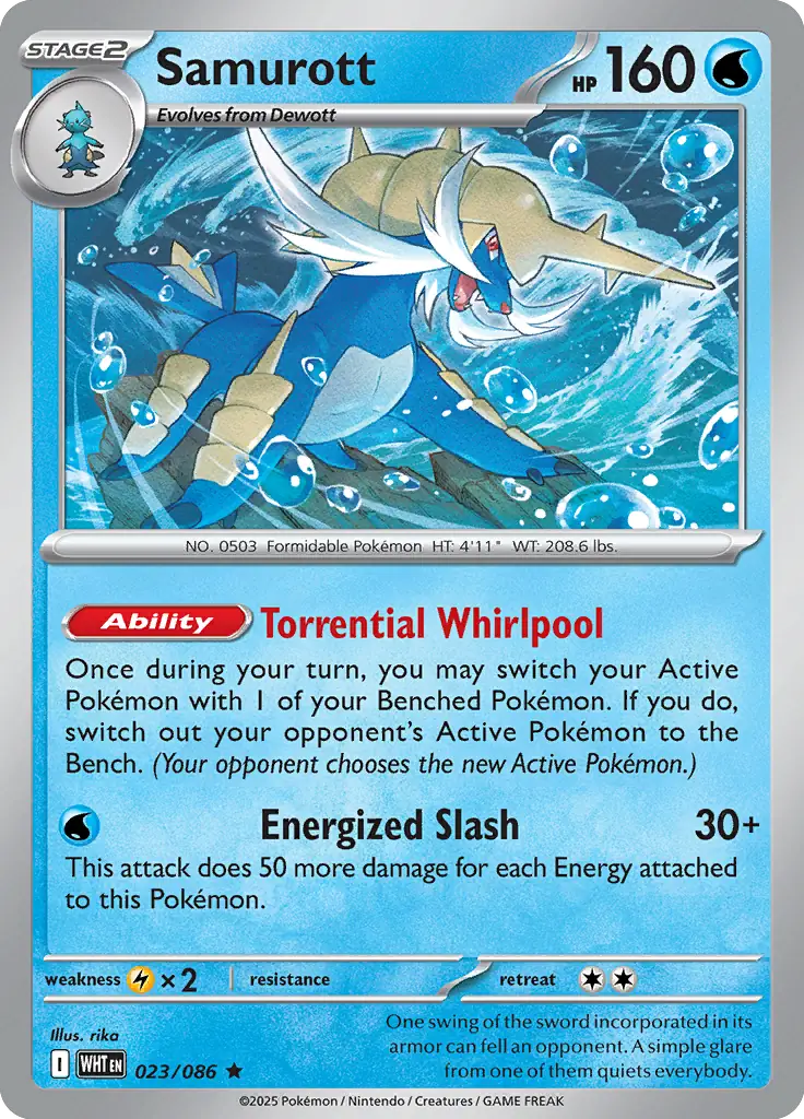 Samurott Holo Rare 023 - White Flare Pokesingles