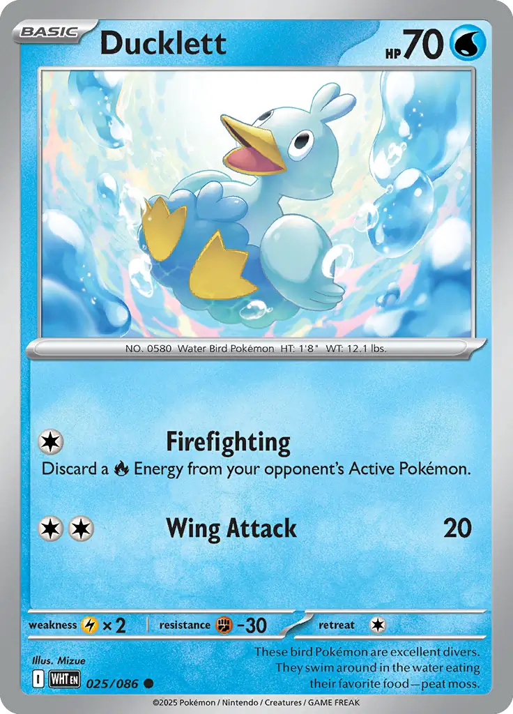 Ducklett 025 - White Flare Pokesingles