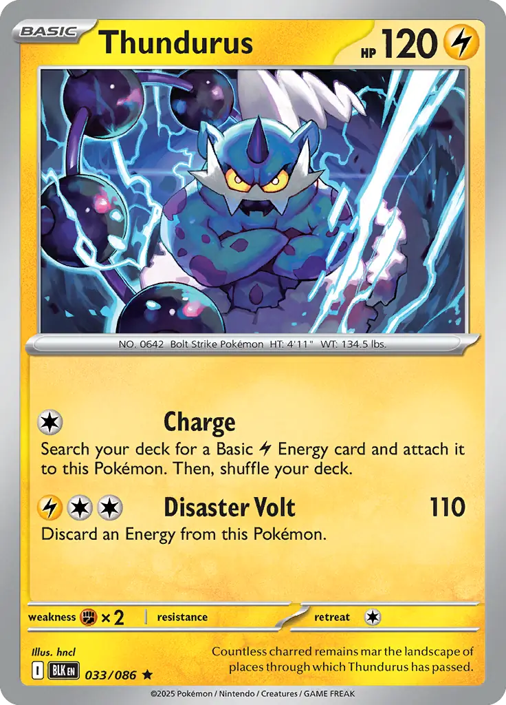 Thundurus Holo Rare 033 - Black Bolt Pokesingles