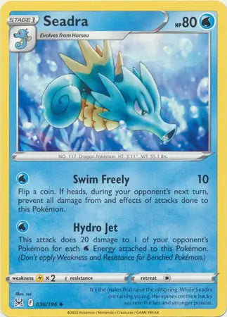 Seadra 036, Lost Origin | Sword & Shield, , 0.00 kr, Pokesingles. Kjøp pokemon kort til lave priser hos oss.