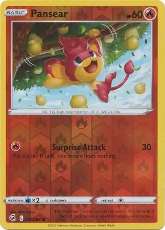 Pansear Reverse Holo 037, Fusion Strike | Sword & Shield, , 2.00 kr, Pokesingles. Kjøp pokemon kort til lave priser hos oss.