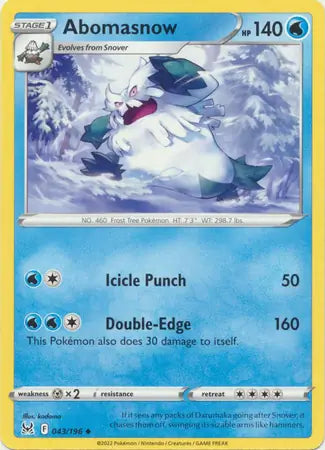Abomasnow 043, Lost Origin | Sword & Shield, , 0.00 kr, Pokesingles. Kjøp pokemon kort til lave priser hos oss.