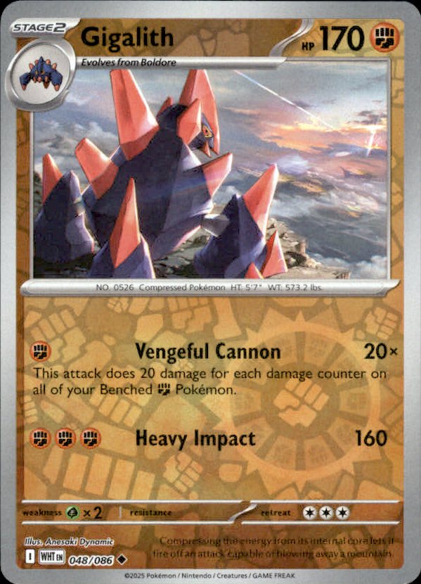 Gigalith Reverse Holo 048 - White Flare Pokesingles
