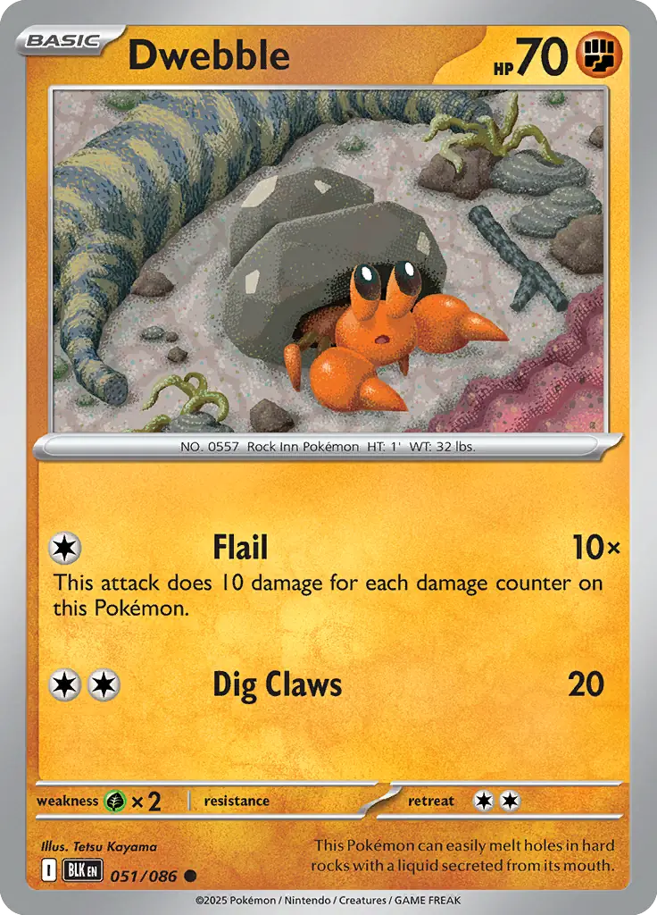 Dwebble 051 - Black Bolt Pokesingles