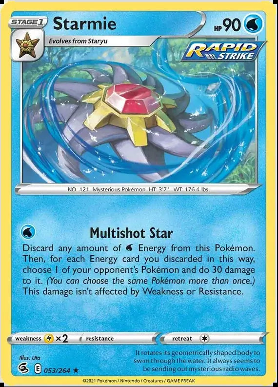 Starmie 053, Fusion Strike | Sword & Shield, , 2.00 kr, Pokesingles. Kjøp pokemon kort til lave priser hos oss.