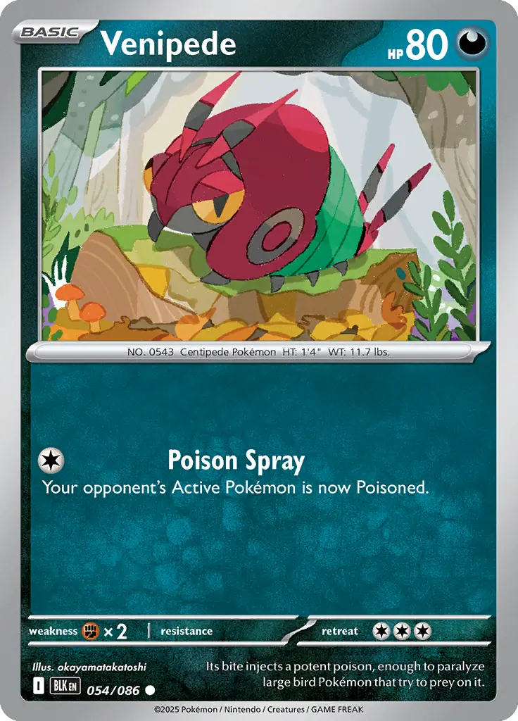 Venipede 054 - Black Bolt Pokesingles