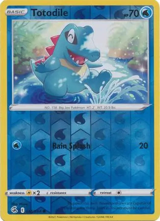 Totodile Reverse Holo 055, Fusion Strike | Sword & Shield, , 2.00 kr, Pokesingles. Kjøp pokemon kort til lave priser hos oss.