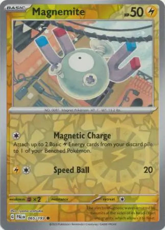 Magnemite Reverse Holo 065 - Paldea Evolved, Paldea Evolved | Scarlet & Violet, , 5.00 kr, Pokesingles. Kjøp pokemon kort til lave priser hos oss.