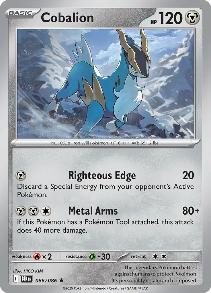 Cobalion Holo Rare 066 - Black Bolt Pokesingles
