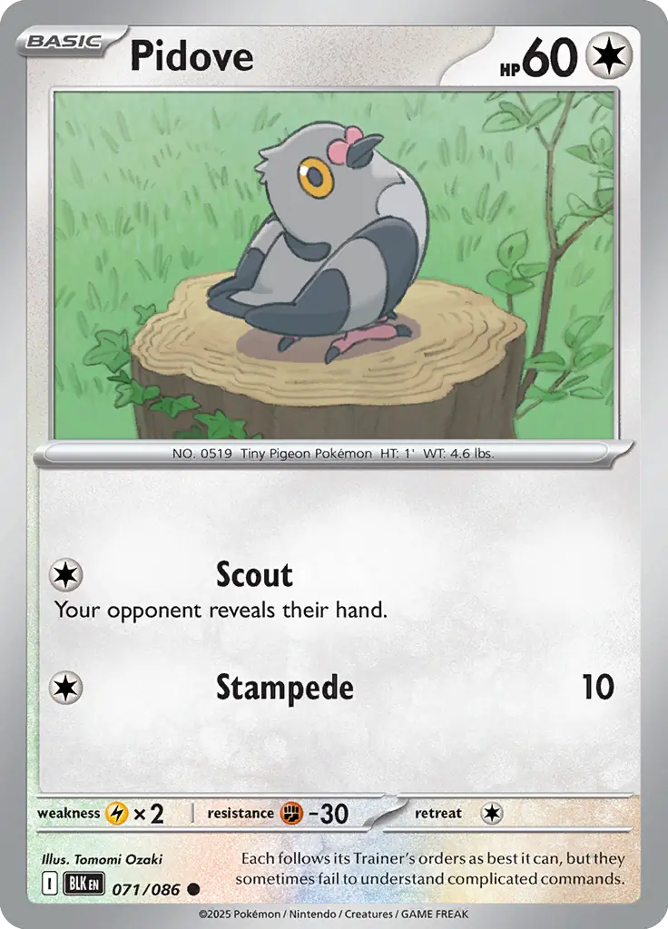 Pidove 071 - Black Bolt Pokesingles