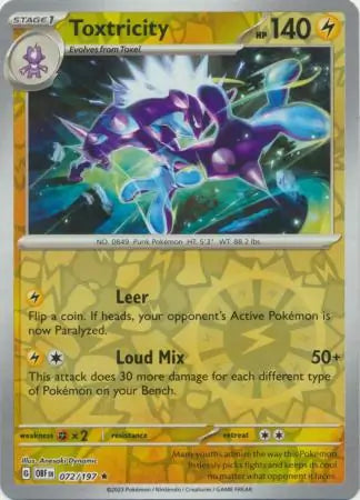 Toxtricity Reverse Holo 072, Obsidian Flames | Scarlet & Violet, , 4.00 kr, Pokesingles. Kjøp pokemon kort til lave priser hos oss.