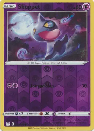 Shuppet Reverse Holo 072, Lost Origin | Sword & Shield, , 0.00 kr, Pokesingles. Kjøp pokemon kort til lave priser hos oss.