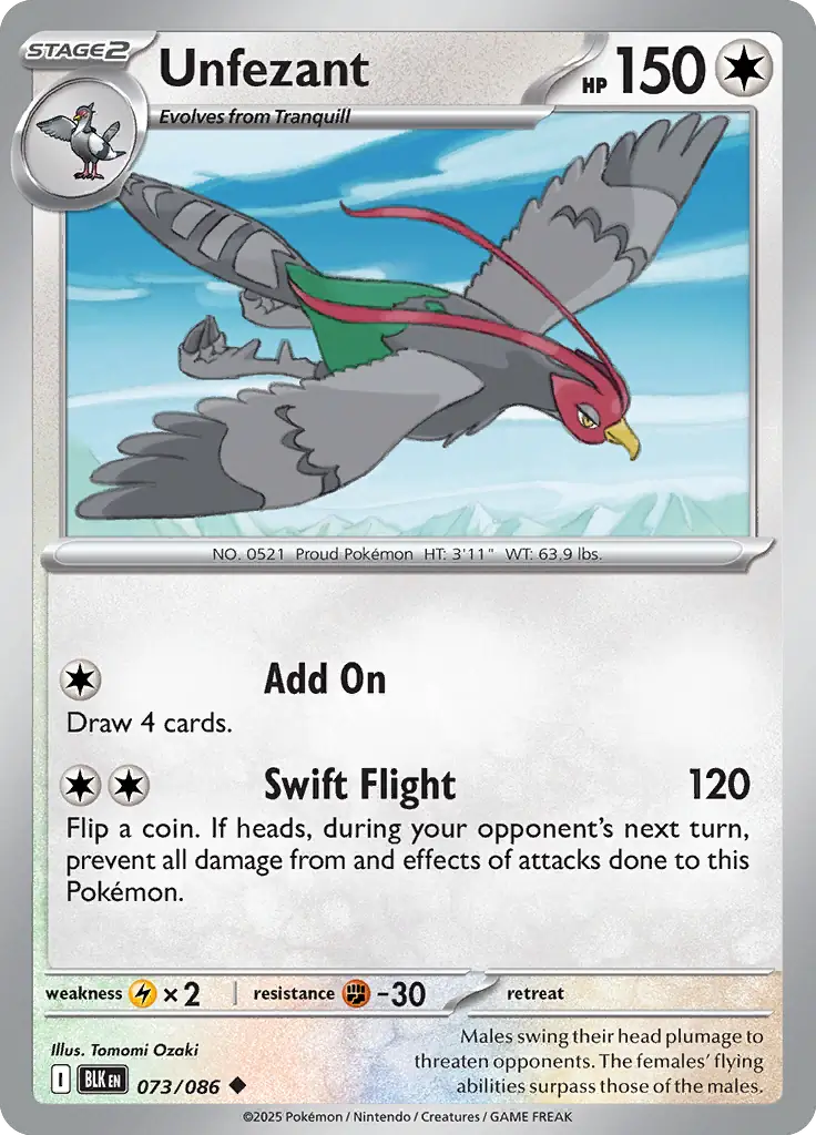 Unfezant 073 - Black Bolt Pokesingles