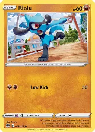 Riolu 078, Brilliant Stars | Sword & Shield, , 0.00 kr, Pokesingles. Kjøp pokemon kort til lave priser hos oss.