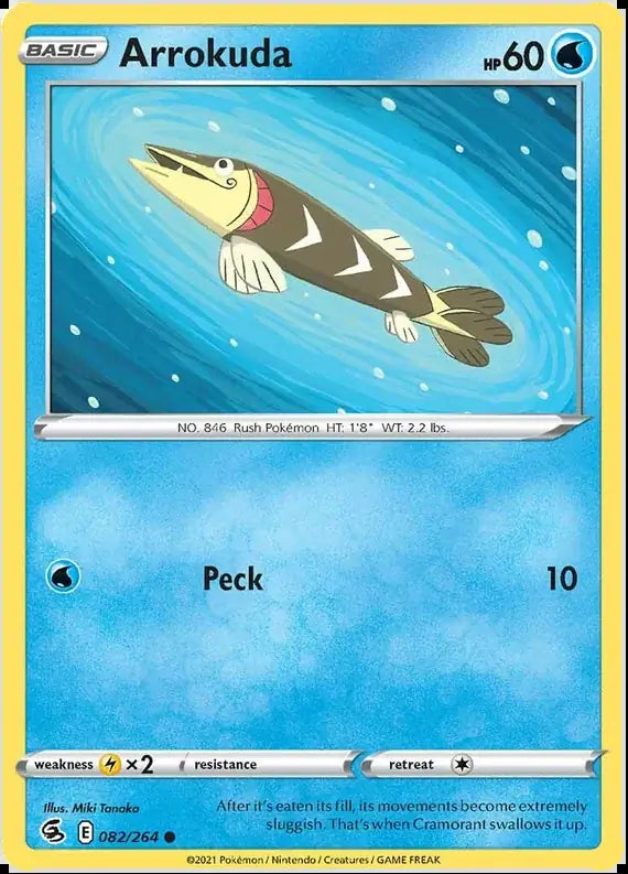 Arrokuda 082, Fusion Strike | Sword & Shield, , 2.00 kr, Pokesingles. Kjøp pokemon kort til lave priser hos oss.