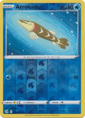 Arrokuda Reverse Holo 082, Fusion Strike | Sword & Shield, , 2.00 kr, Pokesingles. Kjøp pokemon kort til lave priser hos oss.
