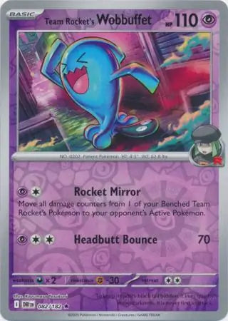 Team Rocket's Wobbuffet Reverse Holo 082 - Destined Rivals Pokesingles
