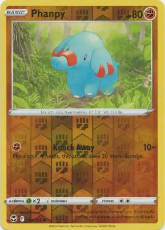 Phanpy Reverse Holo 091, Silver Tempest | Sword & Shield, , 0.00 kr, Pokesingles. Kjøp pokemon kort til lave priser hos oss.