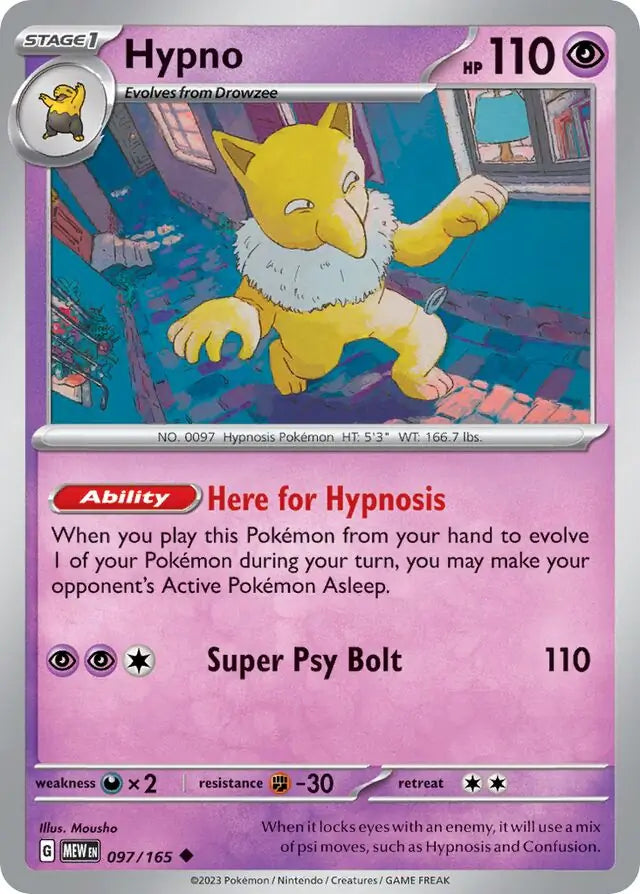 097 Hypno, 151 | Scarlet & Violet, , 3.00 kr, Pokesingles. Kjøp pokemon kort til lave priser hos oss.