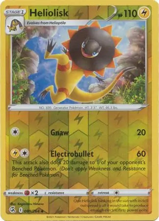 Heliolisk Reverse Holo 099, Fusion Strike | Sword & Shield, , 2.00 kr, Pokesingles. Kjøp pokemon kort til lave priser hos oss.