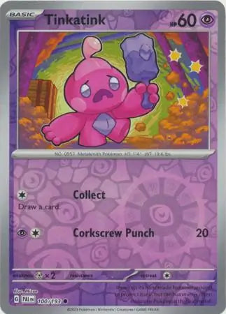Tinkatink Reverse Holo 100 - Paldea Evolved, Paldea Evolved | Scarlet & Violet, , 5.00 kr, Pokesingles. Kjøp pokemon kort til lave priser hos oss.