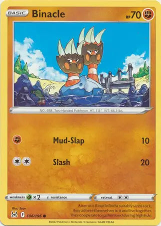 Binacle 106, Lost Origin | Sword & Shield, , 0.00 kr, Pokesingles. Kjøp pokemon kort til lave priser hos oss.