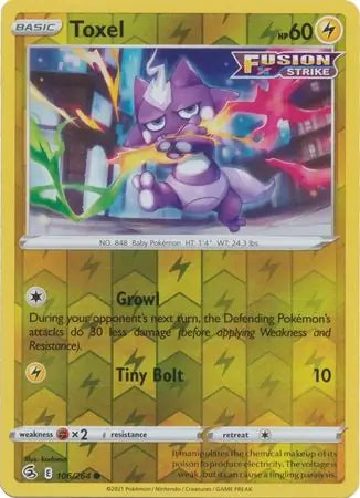Toxel Reverse Holo 106, Fusion Strike | Sword & Shield, , 2.00 kr, Pokesingles. Kjøp pokemon kort til lave priser hos oss.