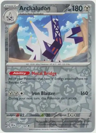 Archaludon Reverse Holo Rare 107 - Stellar Crown Pokesingles