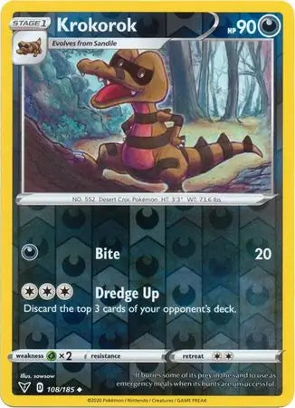Krokorok Reverse Holo 108 - Vivid Voltage Pokesingles