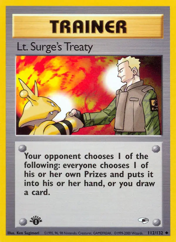 Lt. Surge's Treaty 112 - Gym Heroes 1st Edition Pokesingles